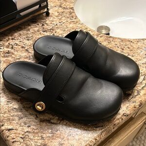 Coach Black Leather Clogs US 7.5